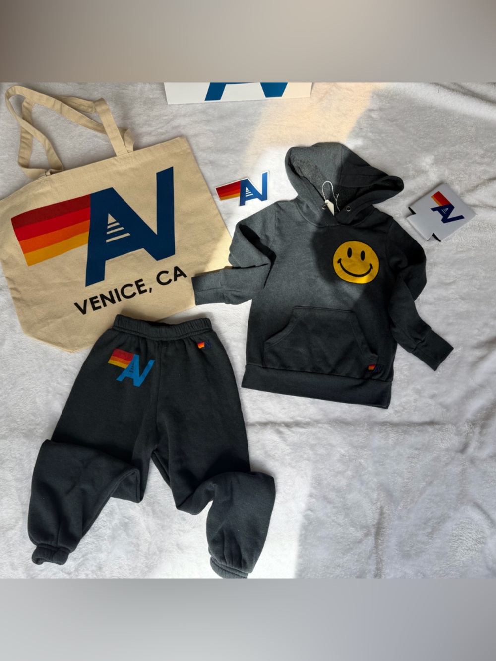 - NWT Set of Aviator Nation Kids Smiley Hoodie and Sweatpants  Charcoal Size 2
